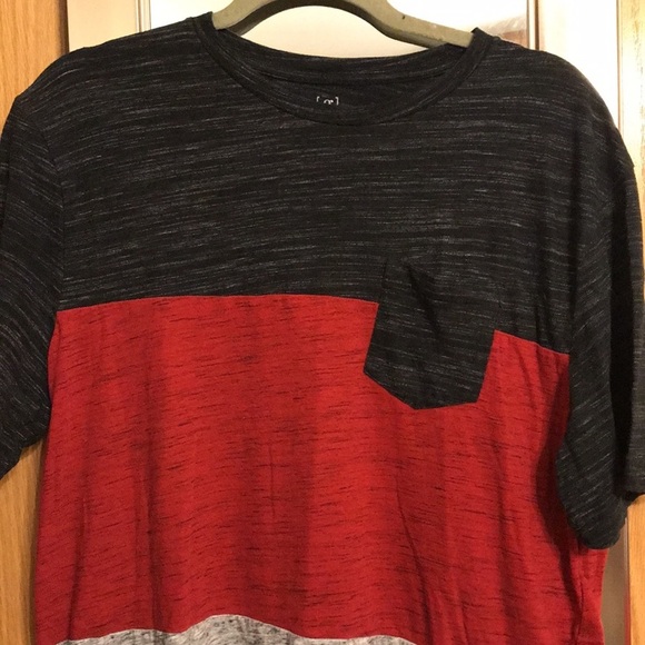George size large color block short sleeve tee shirt. Black, red and grey - Picture 2 of 7